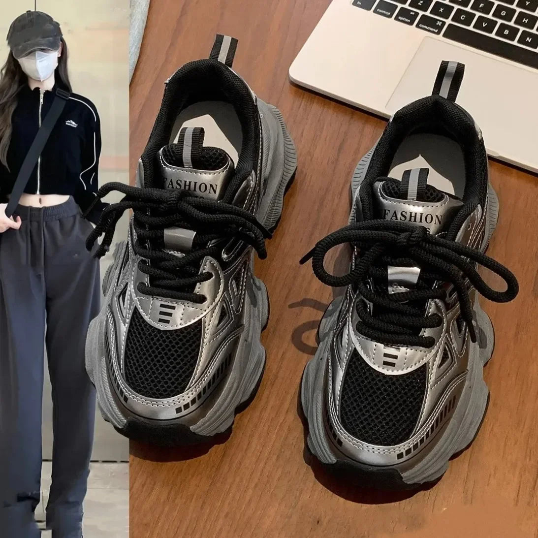Platform Sneakers for Women Casual Non Slip Thick Sole Sports Shoes