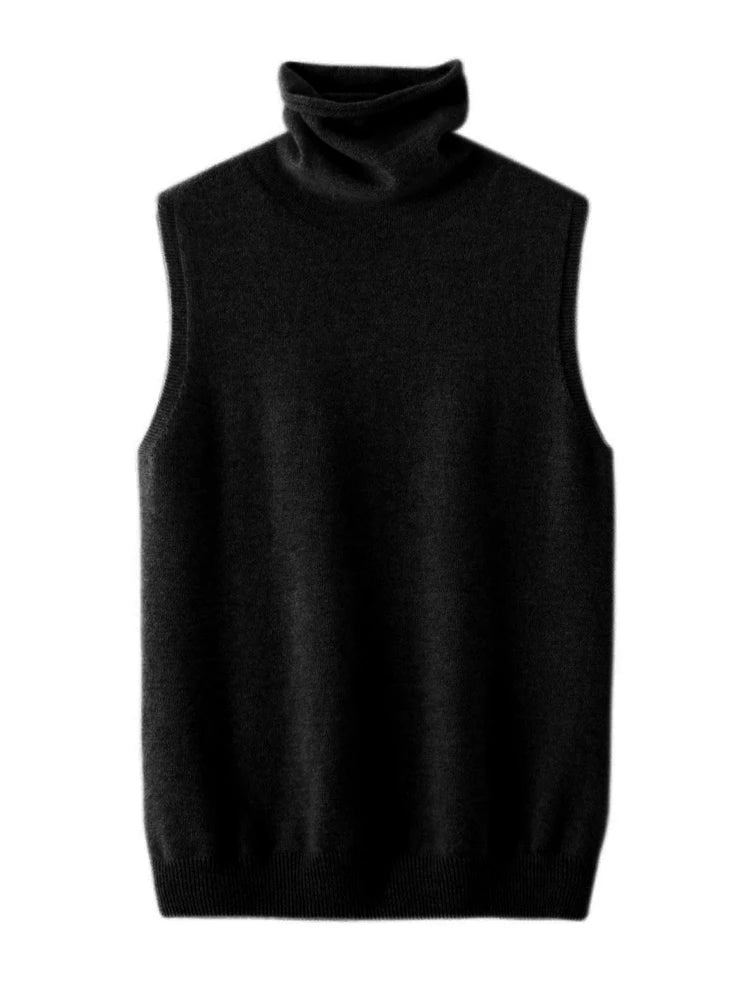 Wool Sleeveless Pullovers Turtleneck Sweater Waistcoat
