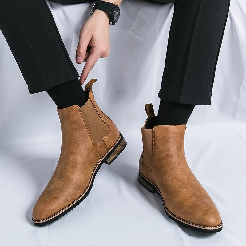 High Quality Boots for Men Brand Business Leather Boot