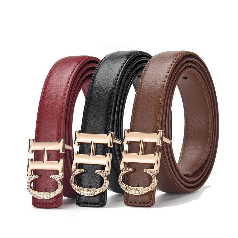 Women's Automatic Buckle Belt Simple And Fashionable Women's Casual Pants