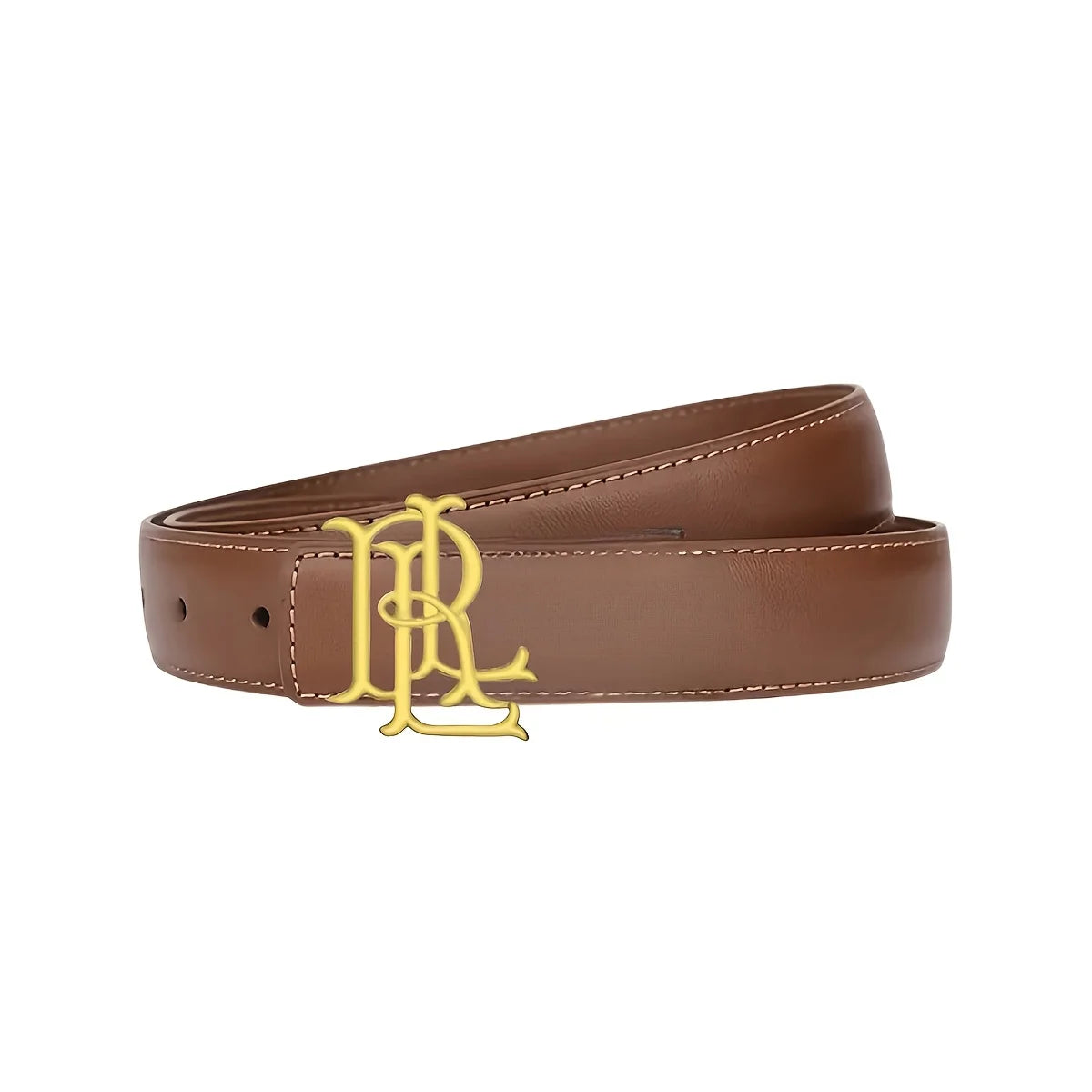 Women’s Elegant Gold Letter Belt - A luxurious brown-black belt