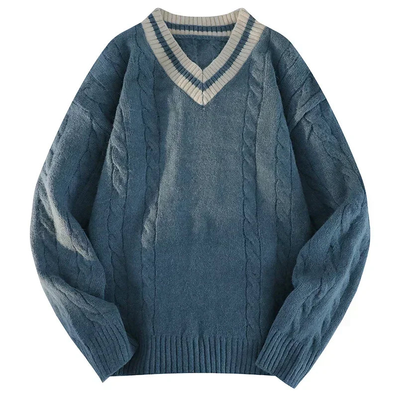 Men  Outdoor  V-neck Knitted Sweater