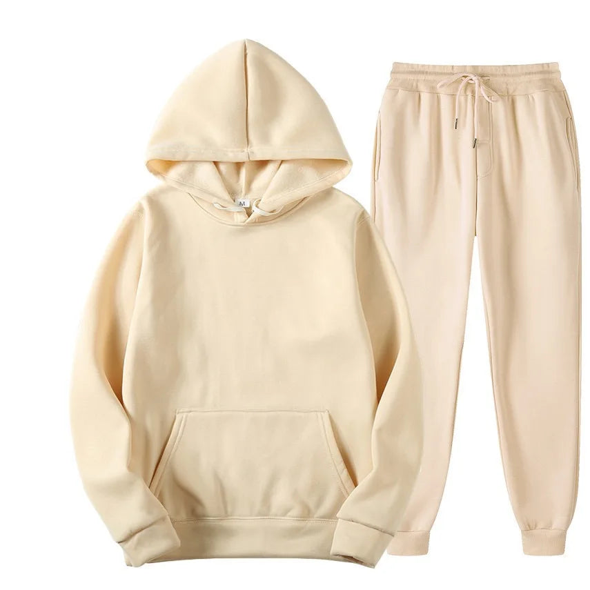 New Solid Color Hoodie+pants Two-piece set