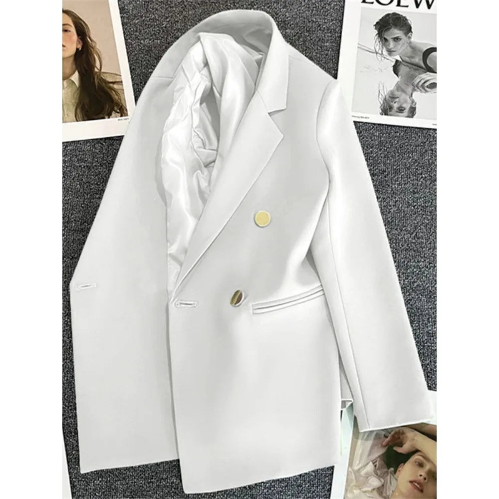 Women Suit Blazer  Blazer Luxury Double Breasted Jacket Solid Ladies Tops Clothes