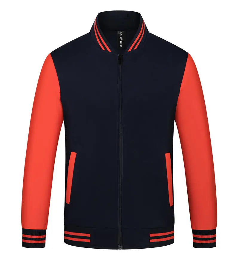 Unisex Varsity Team Baseball Jacket Men And Women Sports Zipper Bomber Coat