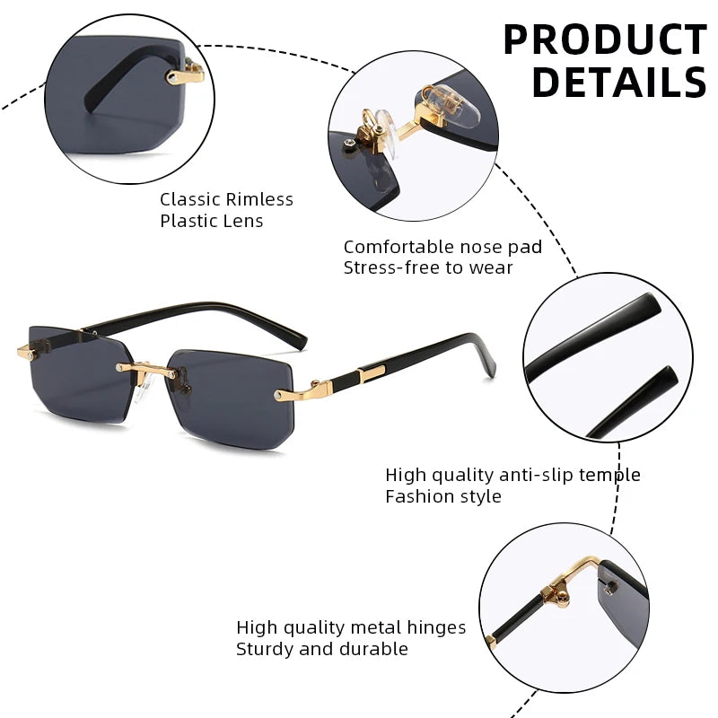 Fashion Rimless Sunglasses Men Women Populare Frameless Sun Glasses