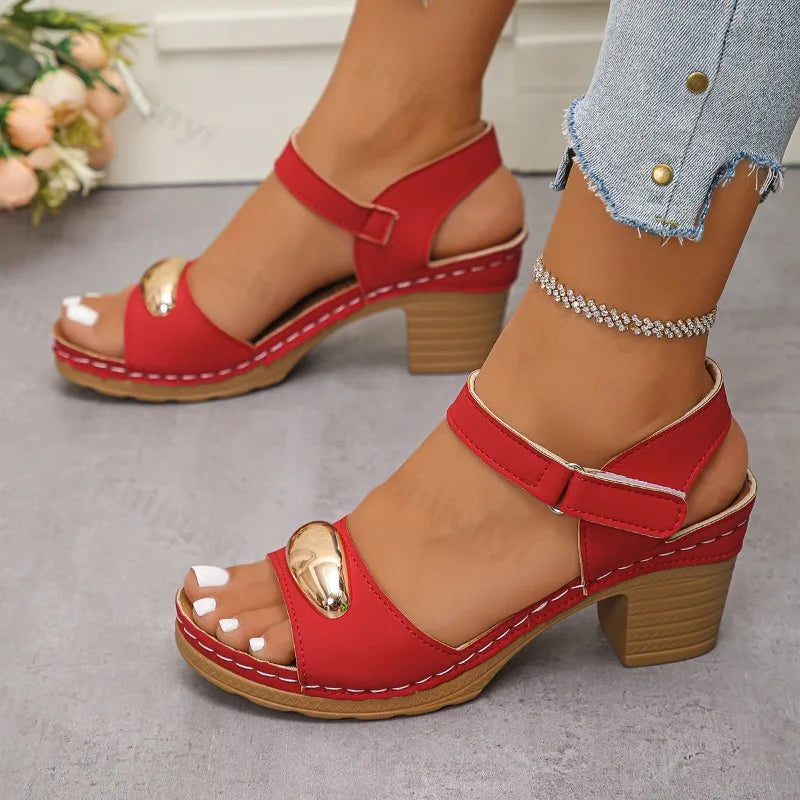 Women's Fashion Sandals New Coarse Heel Leisure Comfortable Open Toes Elegant Sandals