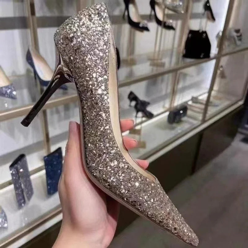 High Heels Women Wedding Shoes Bride Gold Heels Luxury Designer
