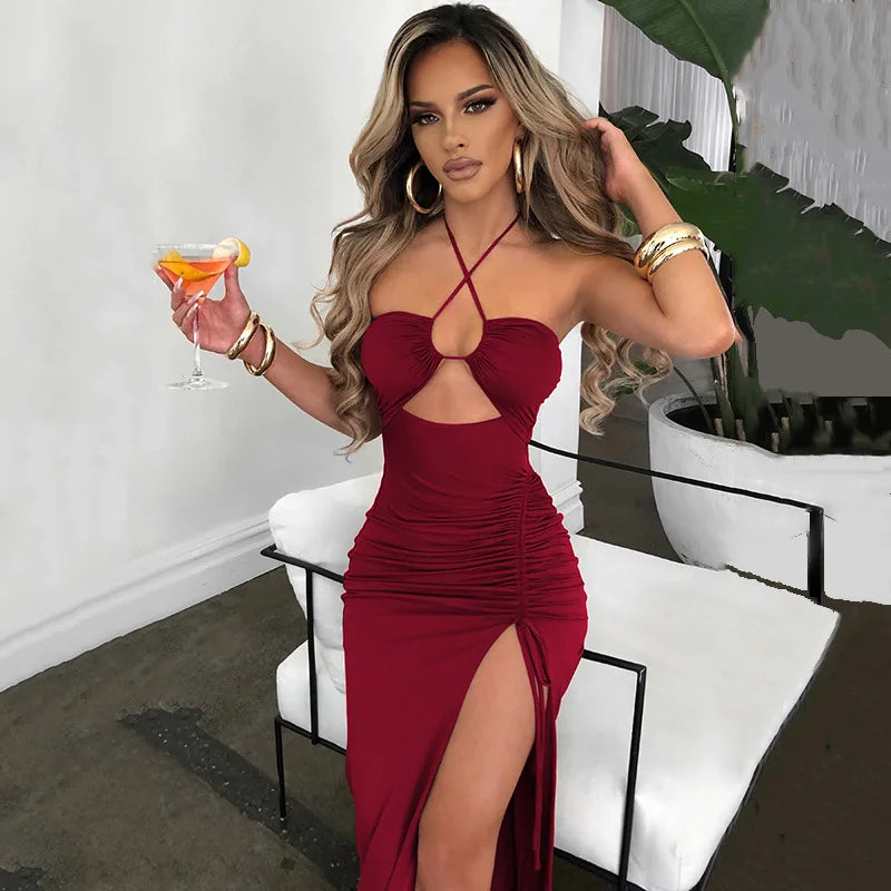 Sleeveless Sexy Female Midi Backless Dress