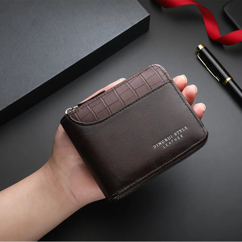 Leather Men’s Wallet Luxury Mens Purse Male Zipper Card Holders