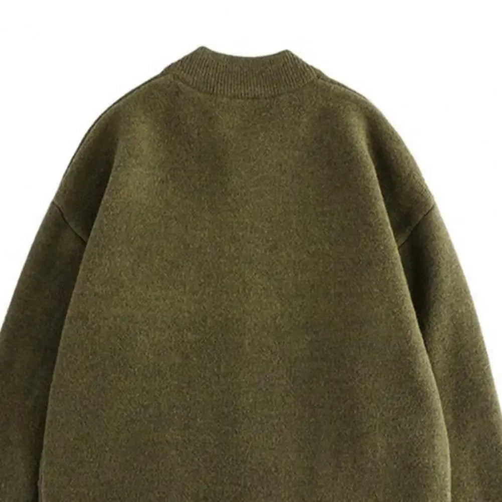 Sweater Coat Stylish Men's Knitted Cardigan Sweater with Thick Pockets