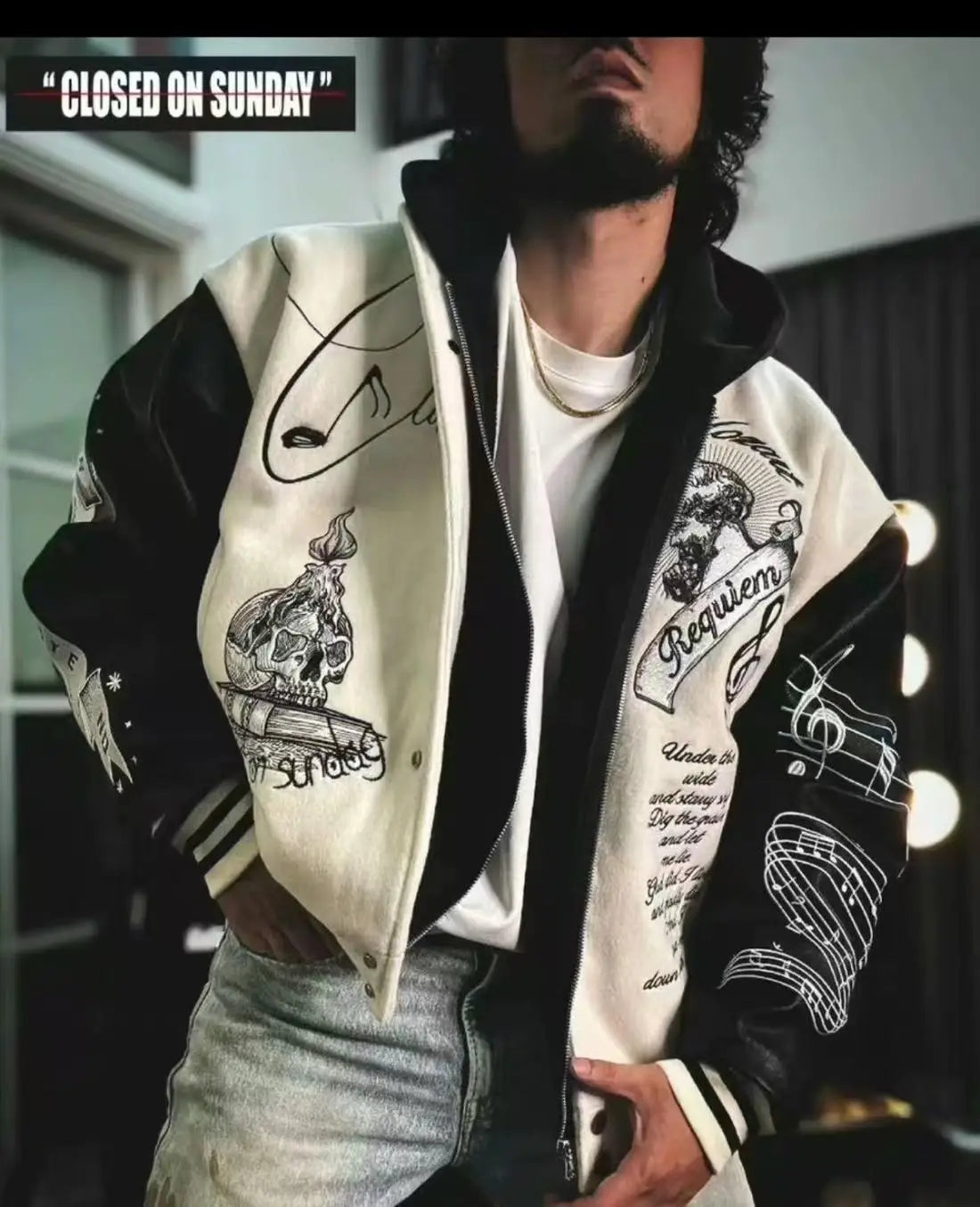Embroidery Varsity Jacket Men PU Leather Sleeves Oversized Bomber Jackets