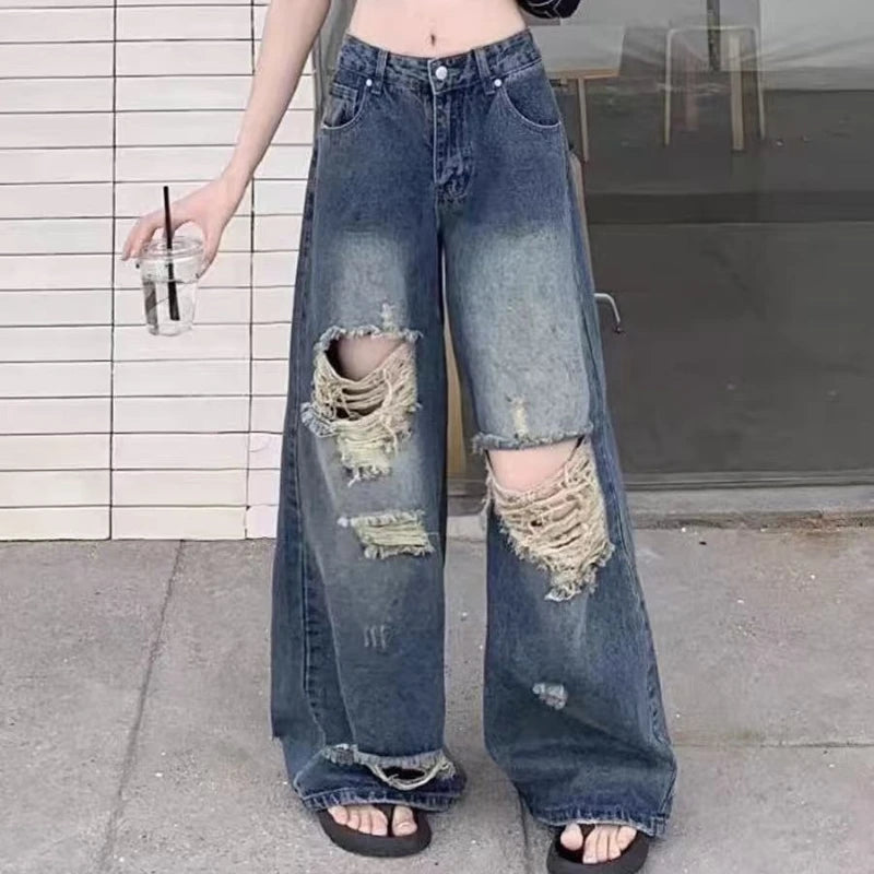 Casual Denim Jeans Vintage Straight Trousers