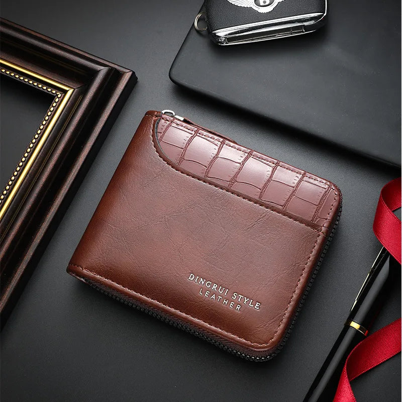 Leather Men’s Wallet Luxury Mens Purse Male Zipper Card Holders
