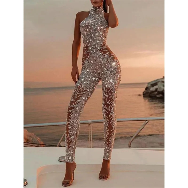 Sleeveless Jumpsuits Slim Womens Jumpsuit Chic Elegant