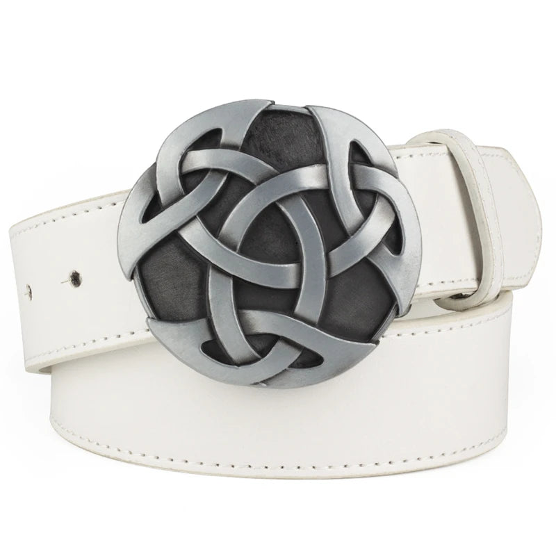 Fashion Leather Belts Big Metal Buckle Celtic Knot