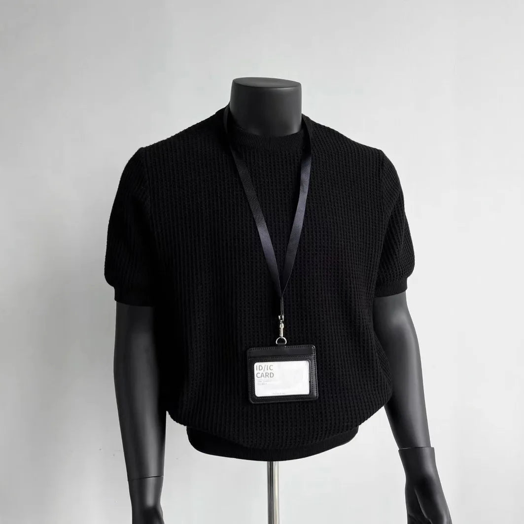 Knitting Sweater Men's Short Sleeve Knit Tee