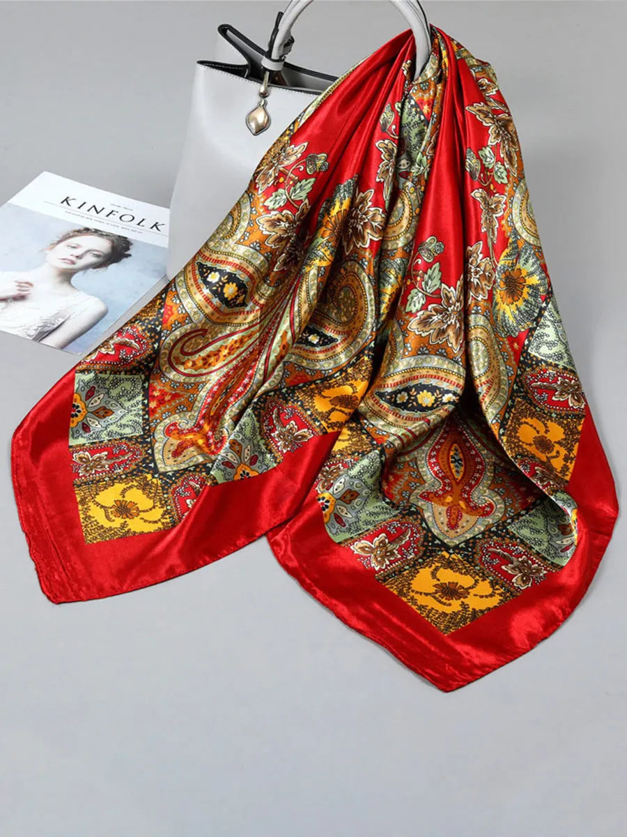 Printed Square Scarf Lightweight Breathable Scarf