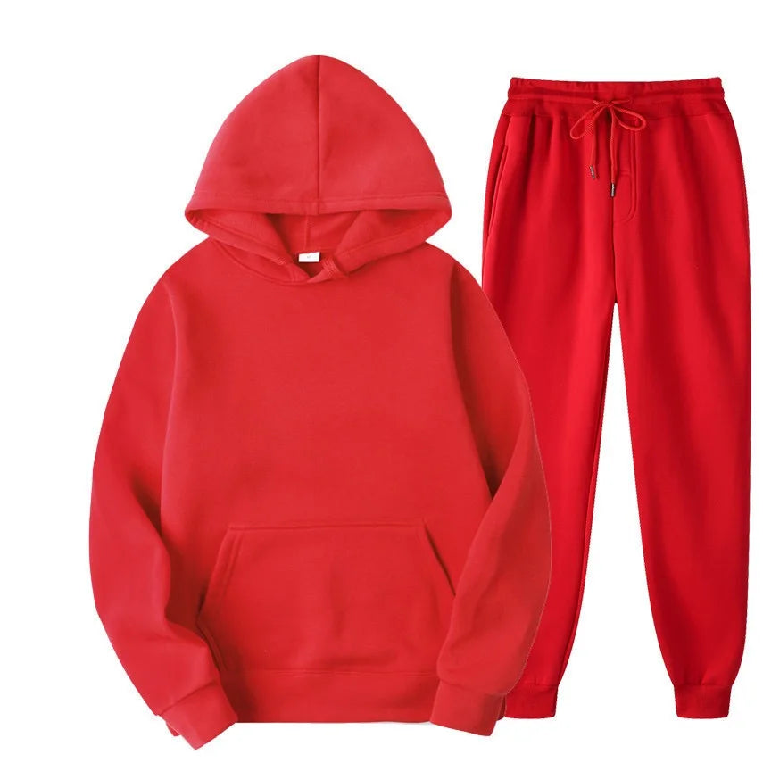 New Solid Color Hoodie+pants Two-piece set