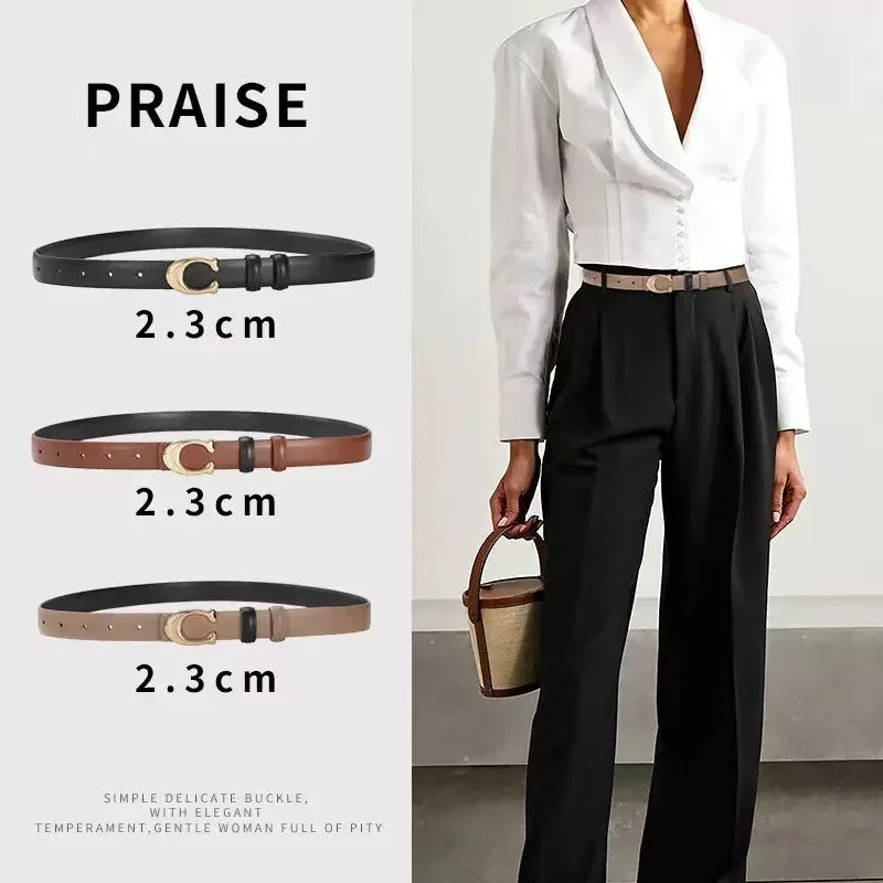 C-buckle Belt Retro Joker Jens Skirt Belt Casual Commuter Decorative Thin Belt Women Belts