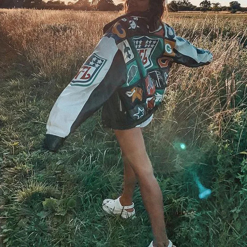 New Women's Baseball Jacket  Casual Loose Outerwear Coat