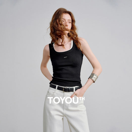 Women Tank TopNon-Irritating U-Neck Slim Fit Cropped Stretch