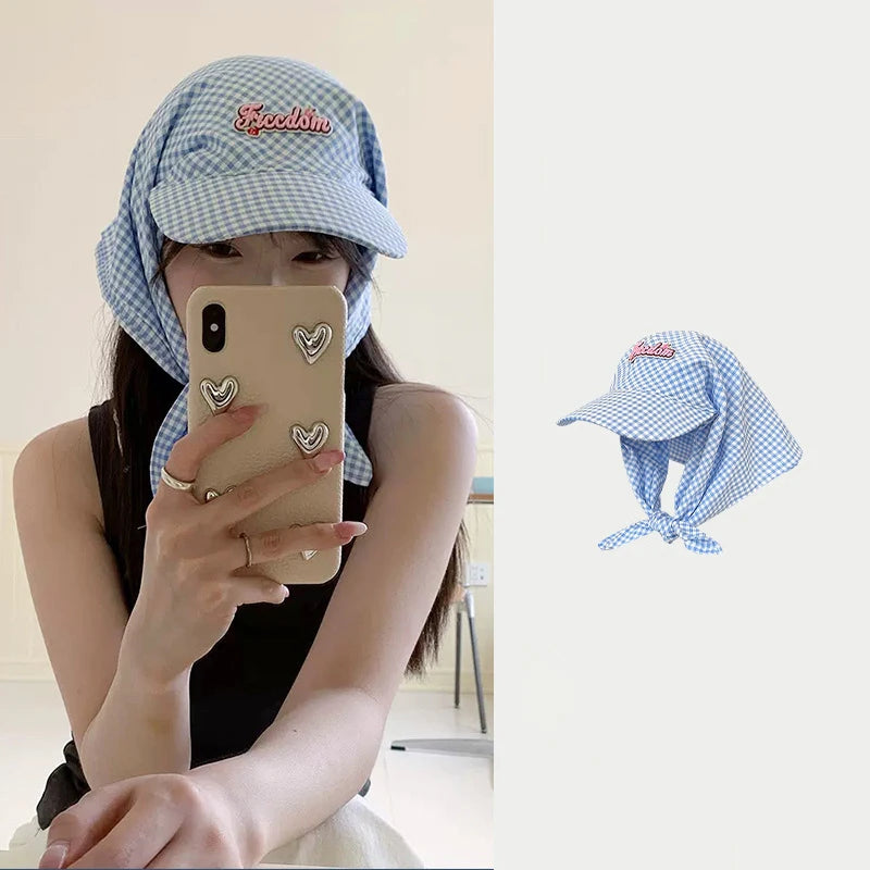 Ladies' Sunshade Hats Plaid Simple Versatile Headwears