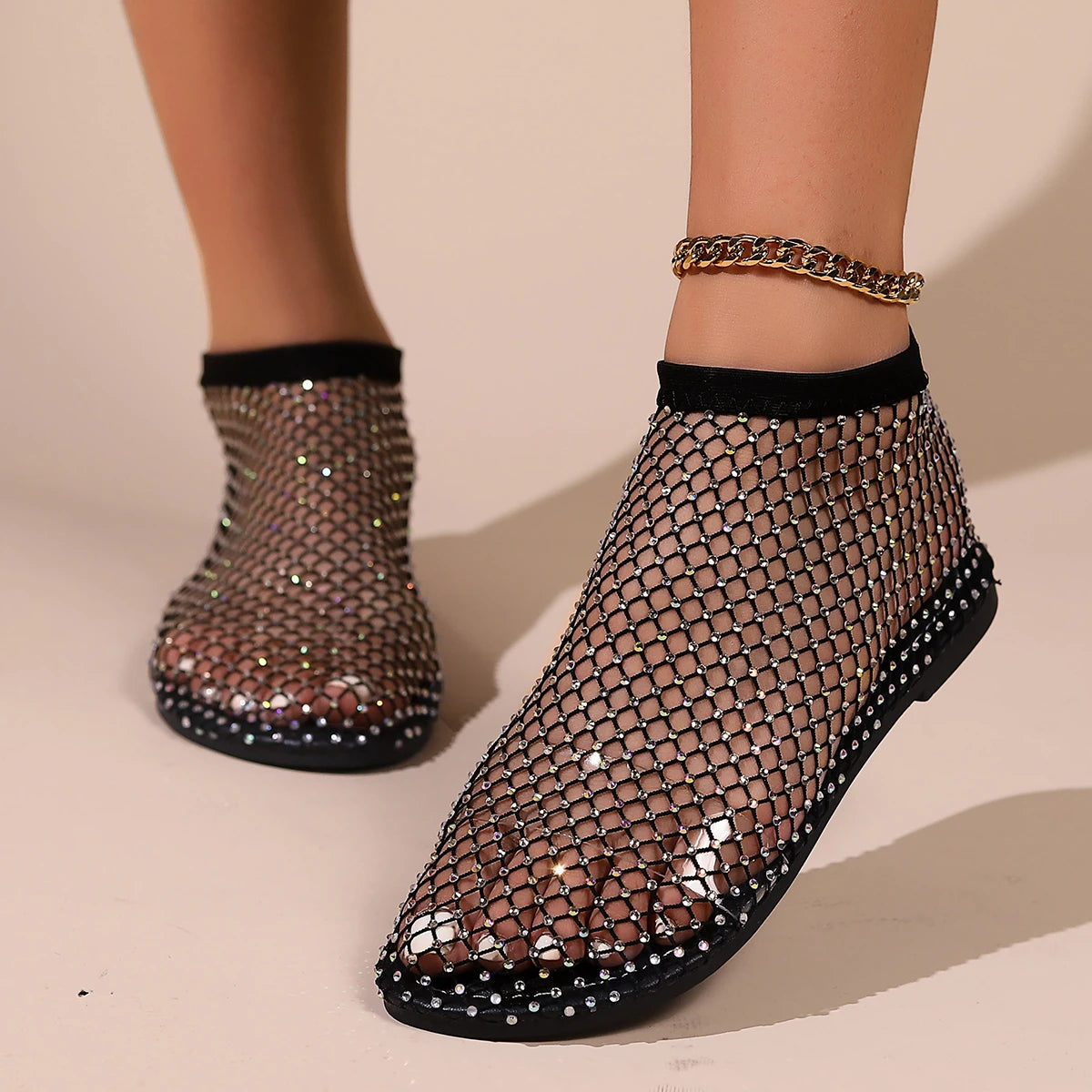 Women Summer Flats  Luxury Rhinestone  Sandals
