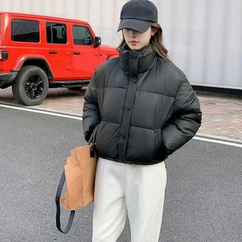 Loose Casual Parkas Woman Solid Color Winter Coat