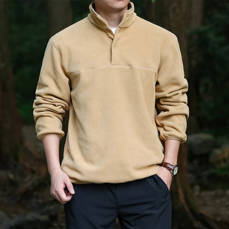 Men Sweatshirt Turtleneck Half Button