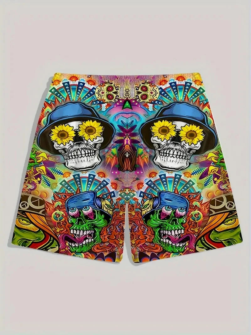 Men's Beach Pants Red Dragon 3D Printed