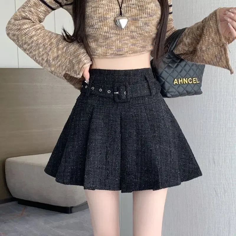 Women Tweed  Pencil Bodycon High Waist Skirts