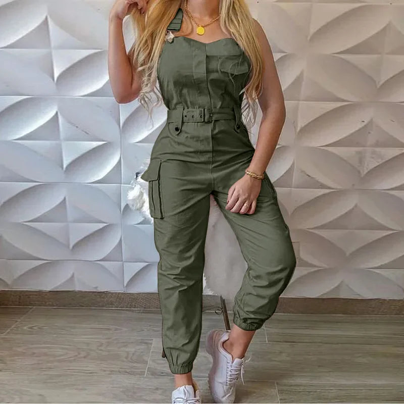 Fashion Strap Jumpsuit Women Loose Dungarees Long Rompers