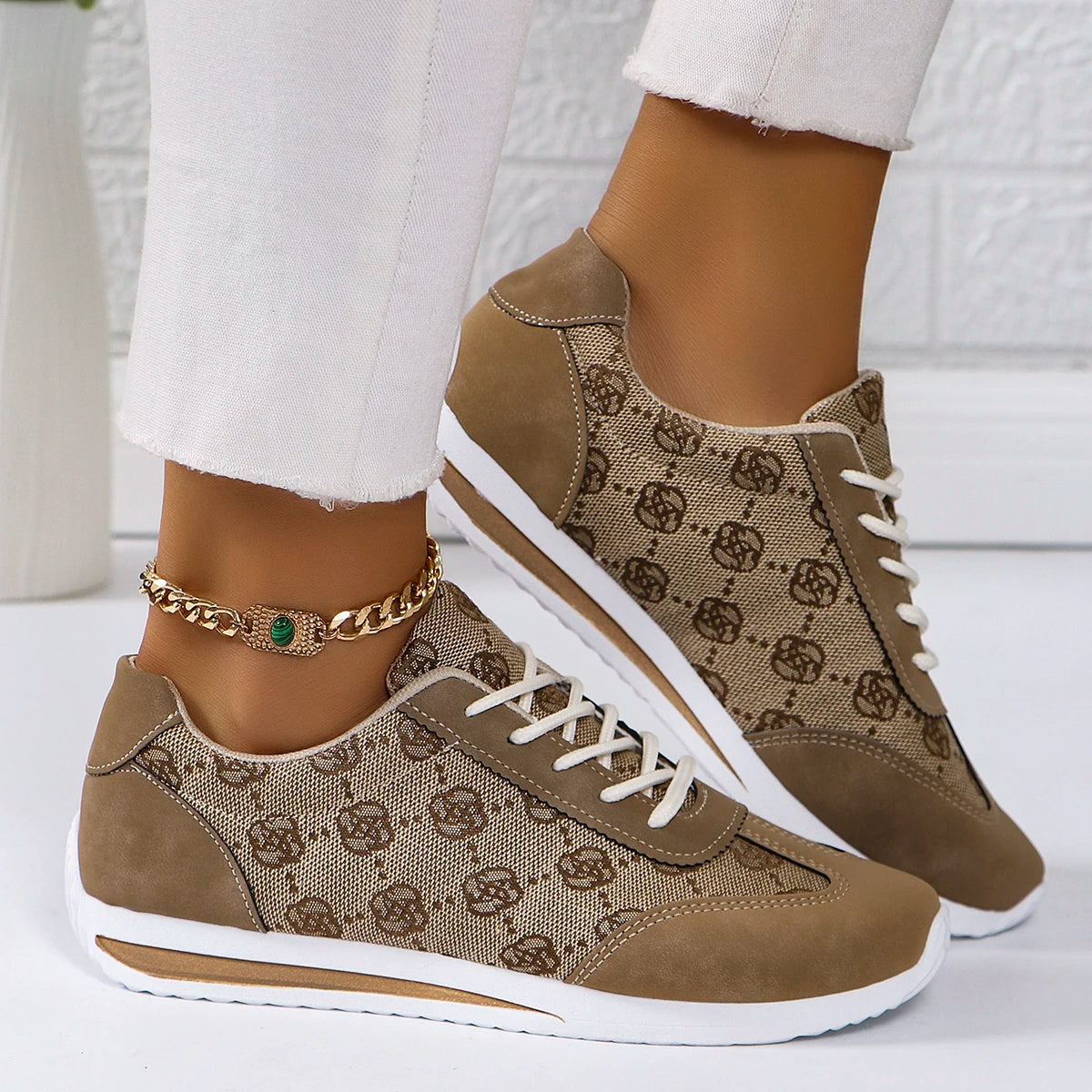 Women Fashion SneakersCasual Comfortable Lace Up Walking Shoes