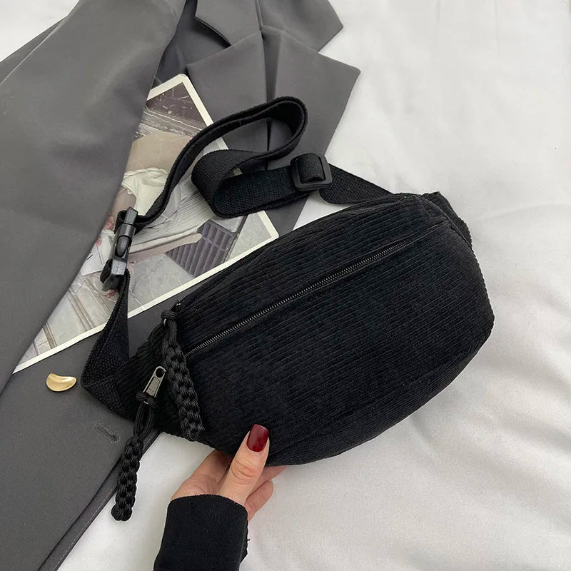 Casual Corduroy Belt Bags for Women