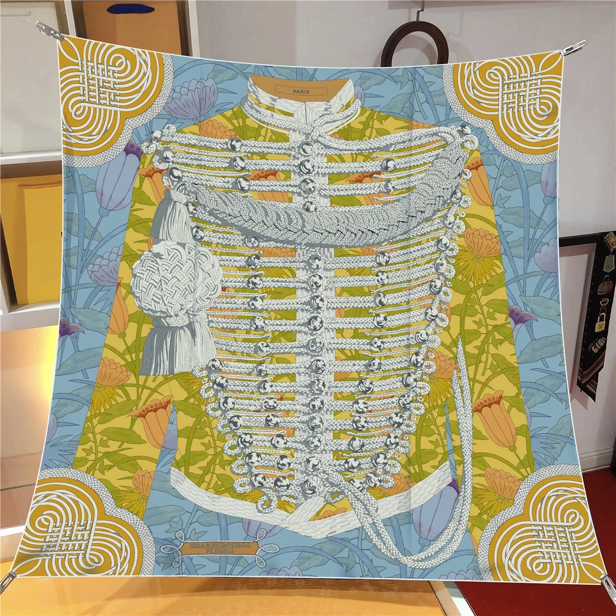 Women Print Satin Square Head Luxury Shawl