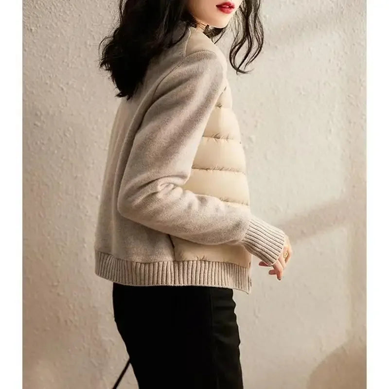Winter Sweater Patchwork Parka Women's Down Jackets Ultra Light