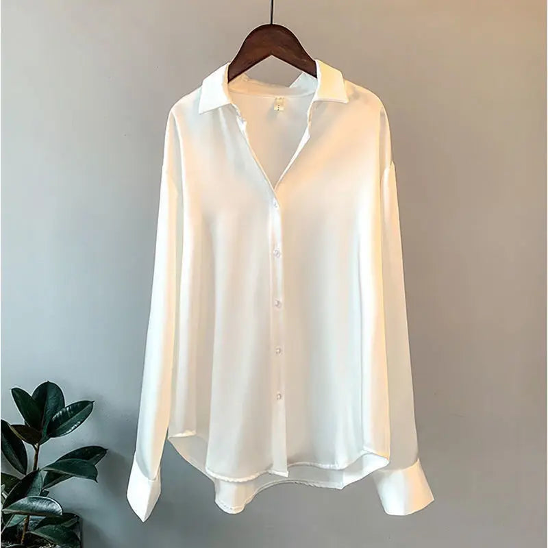 Women's Shirts Fall Satin Silk Oversize Blouse