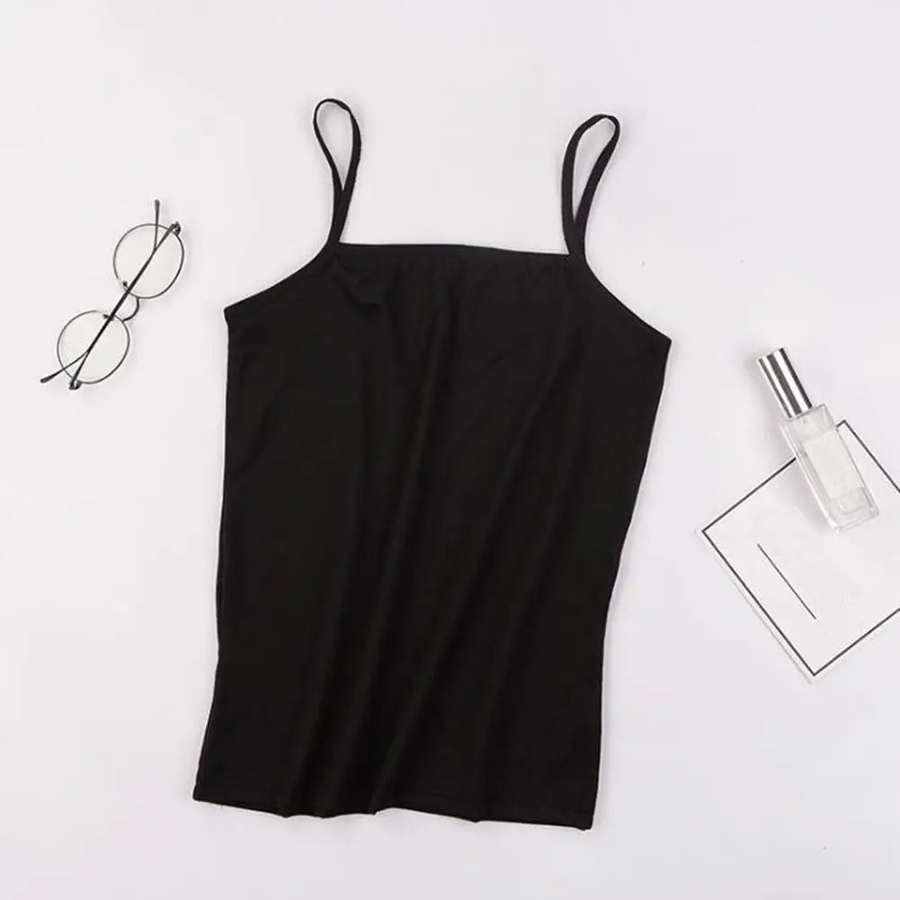 Women's Tank Tops Slim Sling T-shirt  Camisole With Chest Pad Sexy Crop Tops