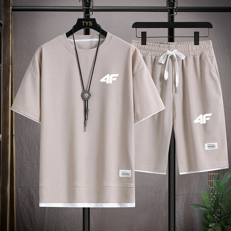Men's sportswear set, new summer style casual short-sleeved T-shirt + shorts