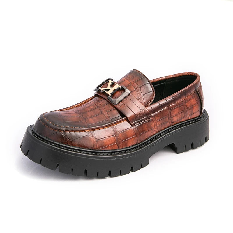 New Platform Men Shoes Slip on Dress Shoes Thick Bottom Loafers