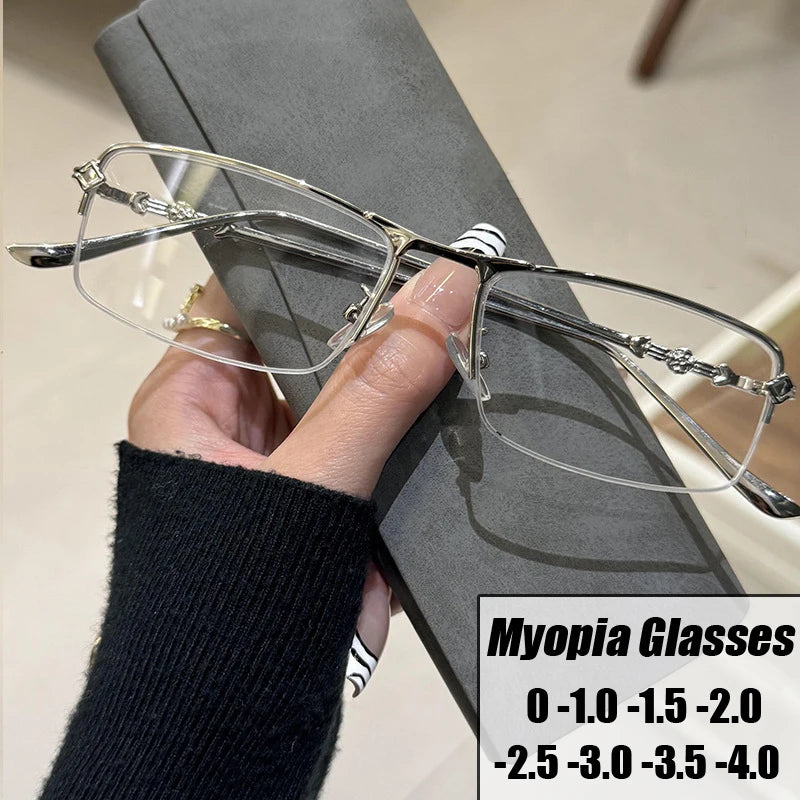 Fashion Trend Minus Glasses for Women Men Vintage Half Frame Computer
