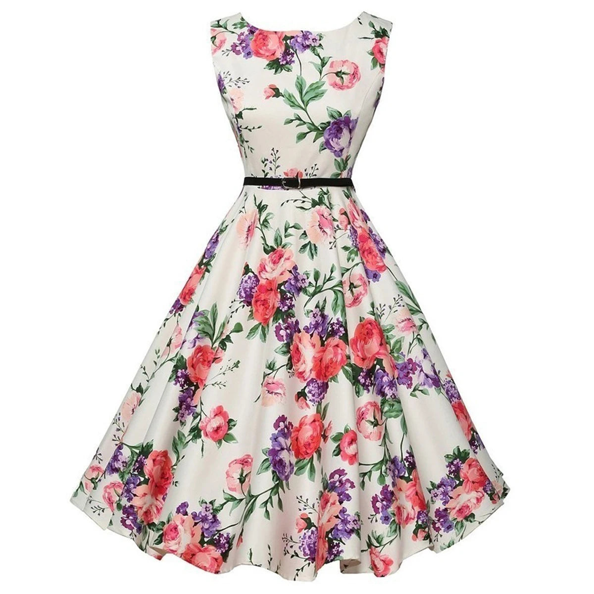 Women Dress Vintage Robe Audrey Hepburn Rockabilly Retro Sleeveless Dress