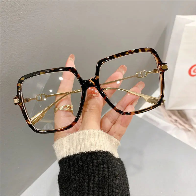 Anti Blue Light Flat Glasses  Metal Rectangular Frame