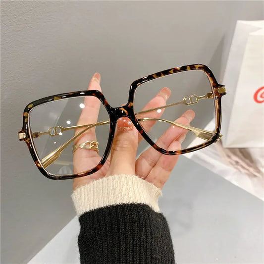 Anti Blue Light Flat Glasses  Metal Rectangular Frame