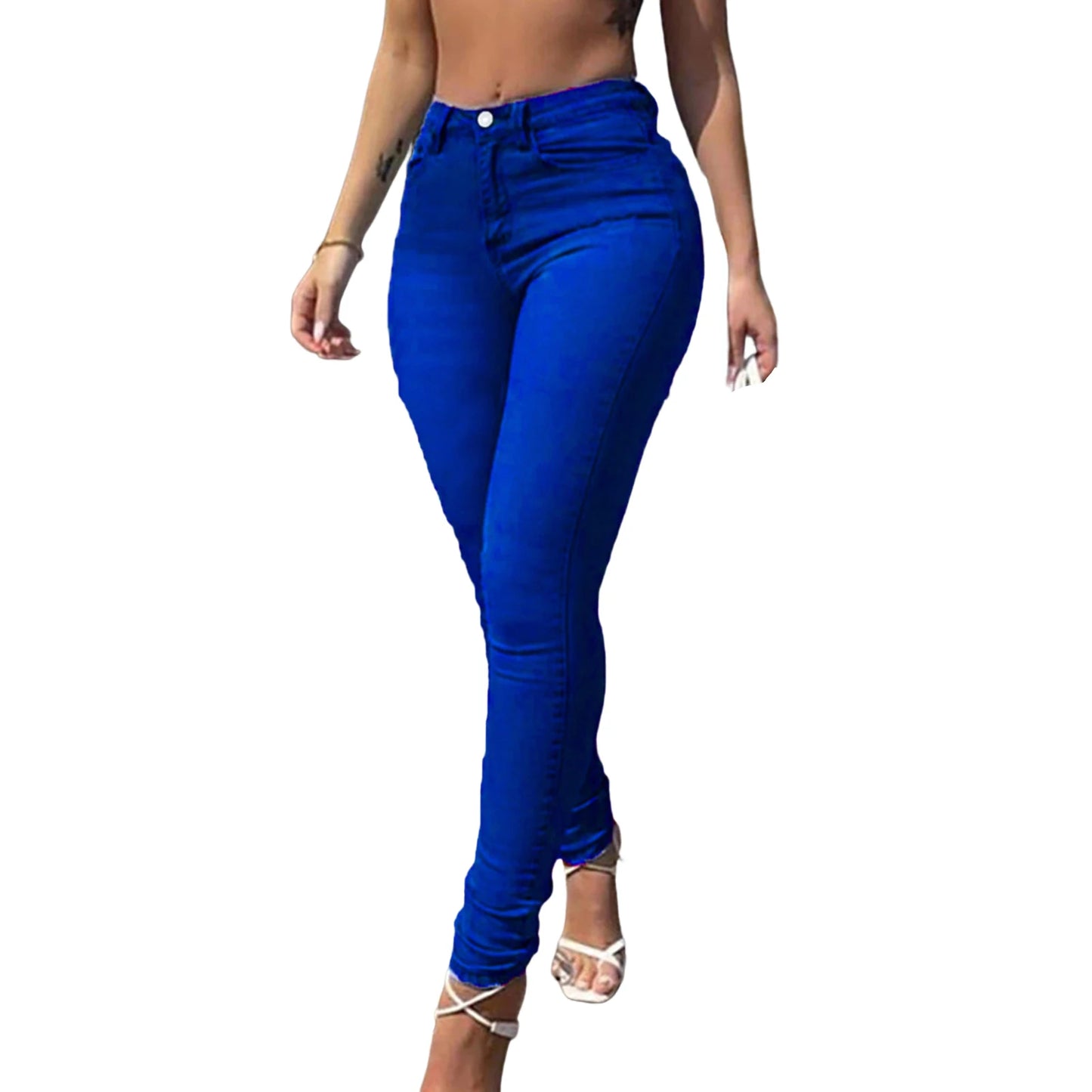 Women High Waist Jeans Casual Slim Lifting Butt Denim