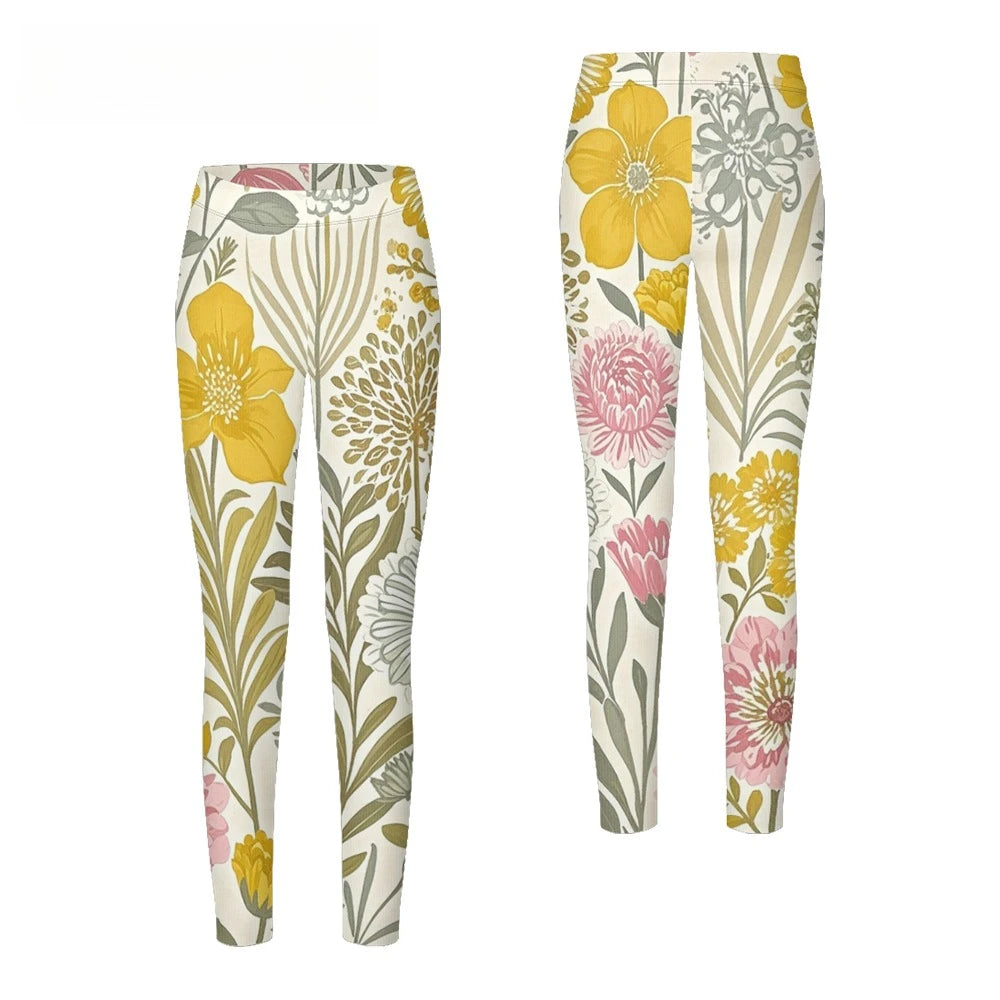 Women's High-Waisted Leggings with Botanical Print
