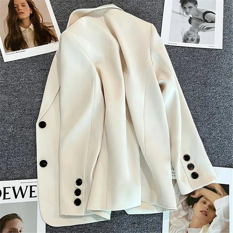 Elegant Office Lady Blazers  Fashion Long Sleeve Single Button Blazer