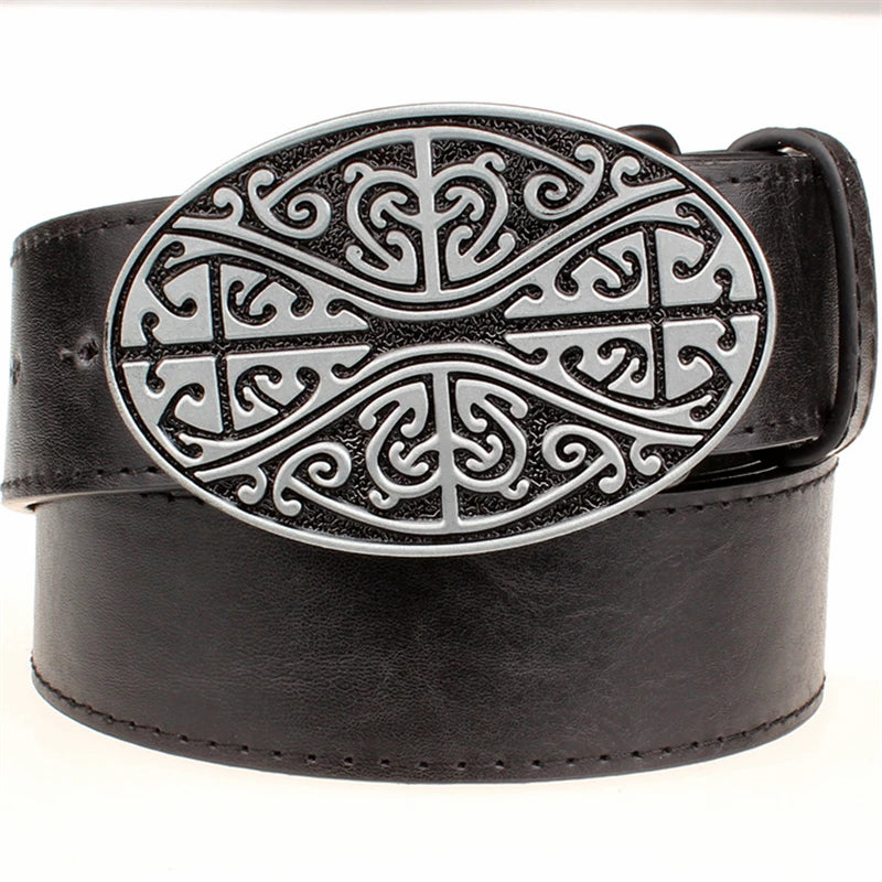 Fashion Leather Belts Big Metal Buckle Celtic Knot