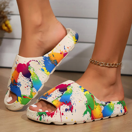 Women's slippers Summer Beach  Colorful Printing Non-slip slippers